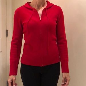 Red cashmere hooded sweater